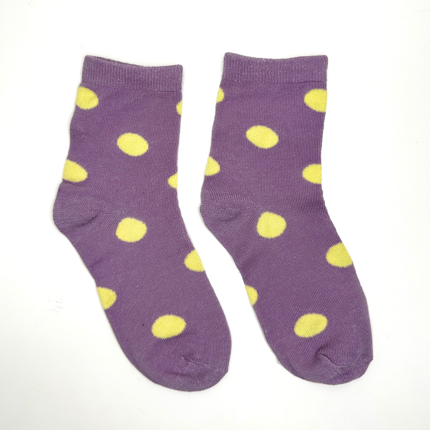 Purple & Yellow Dottie - Mid Leg Socks