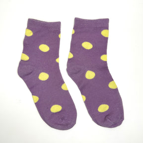 Purple & Yellow Dottie - Mid Leg Socks