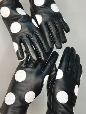 Gloves - Black with dots - Special price because of tiny imperfections.