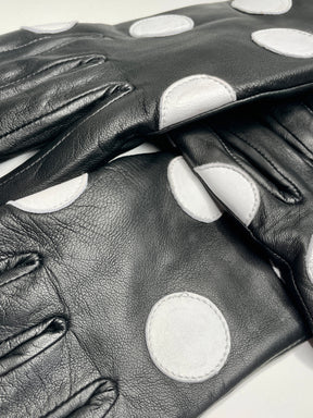 Gloves - Black with dots - Special price because of tiny imperfections.