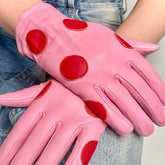 Gloves - Baby pink with dots - Special price because of tiny imperfections.