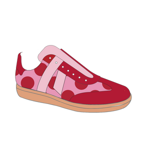 Parker sneaker - Blush - Baby pink suede and red embrodery dots.