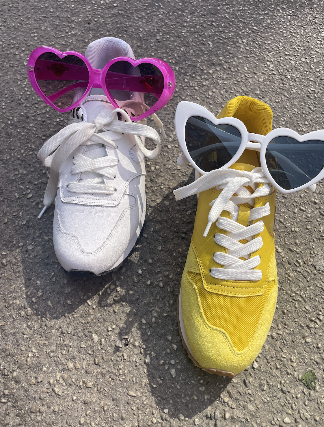 Yellow and top pink sneakers