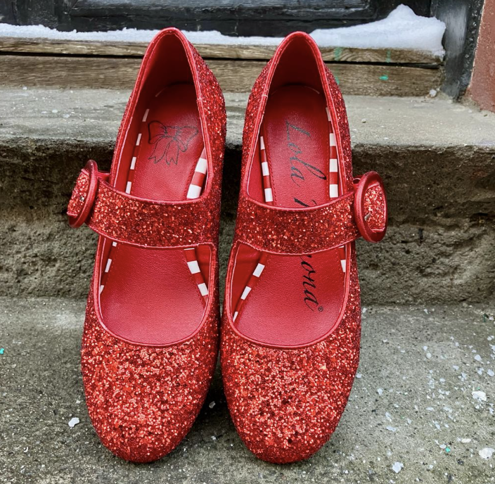Red Sequin Childrens Sequin Slippers Mary Jane Dorothy Ruby Red