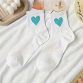 Hearts White/Petroleum - Mid Leg Socks