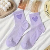 Hearts Light Purple - Mid Leg Socks