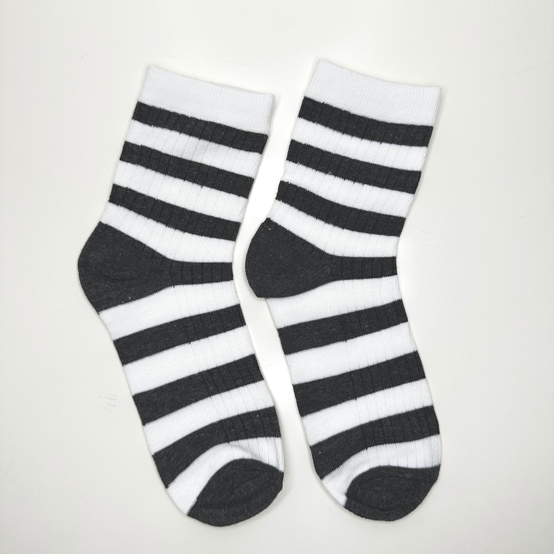 Grey & White Stripes - Mid Leg Socks