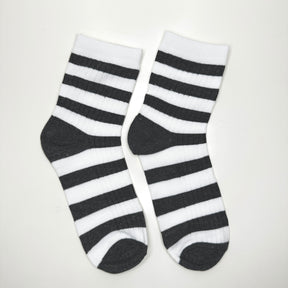 Grey & White Stripes - Mid Leg Socks