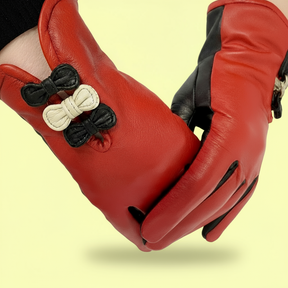 Gloves Betty Bow - Red/Black