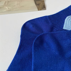 Hearts Blue - Mid Leg Socks