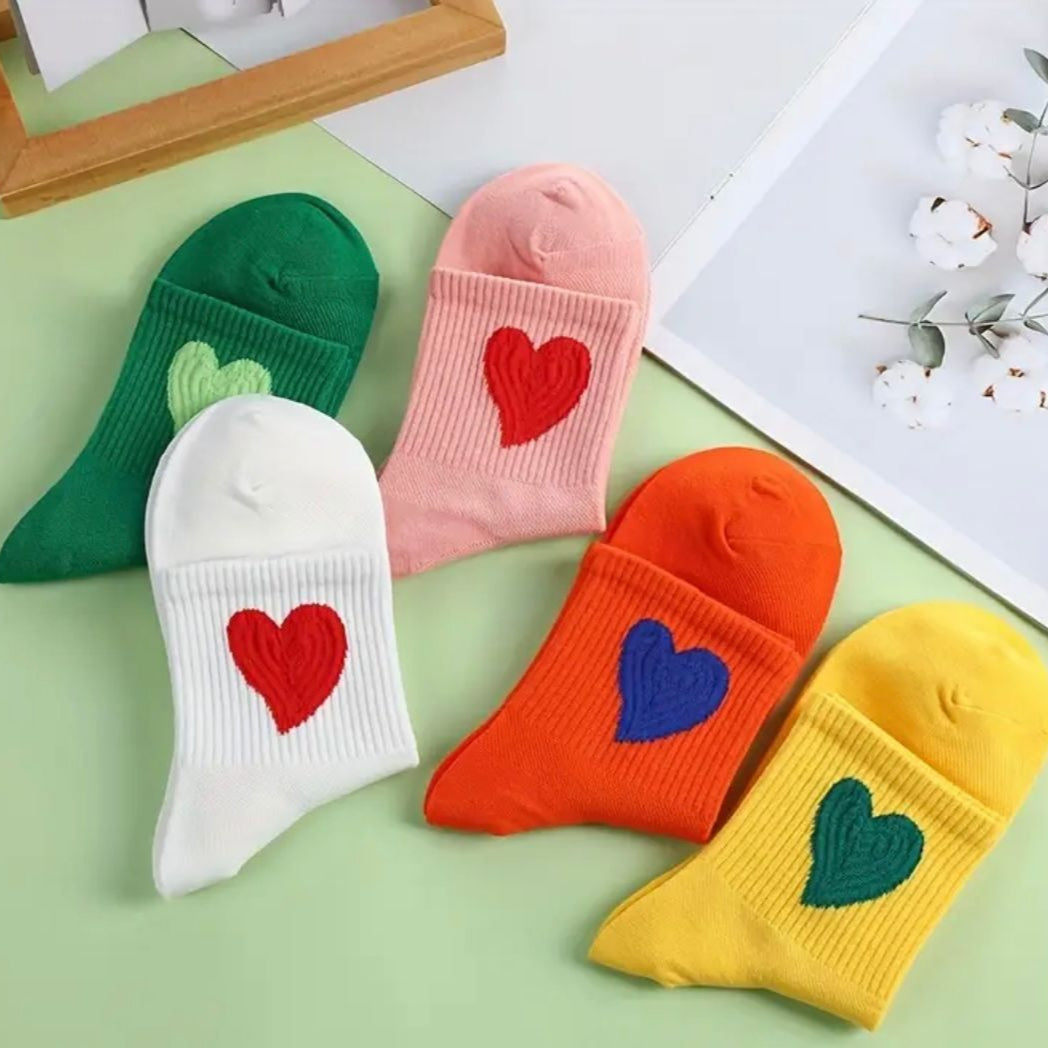 Hearts Yellow - Mid Leg Socks