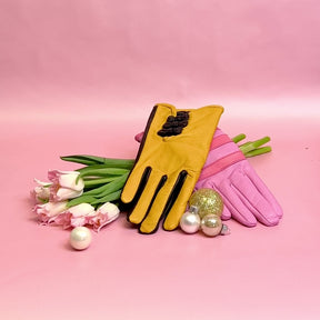 Gloves Betty Bow - Curry/Black