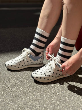 Grey & White Stripes - Mid Leg Socks