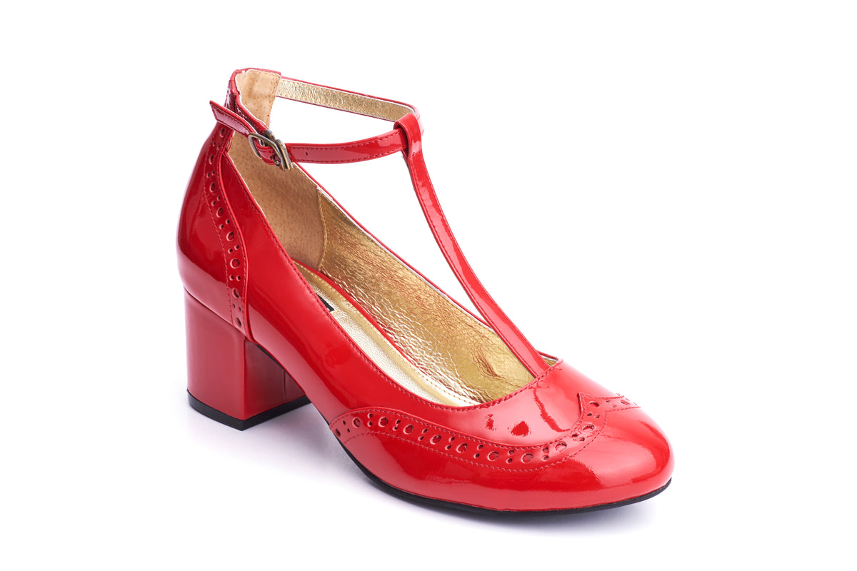 60s Eve Mad For Mod Block Heel Pumps in Burned Red 