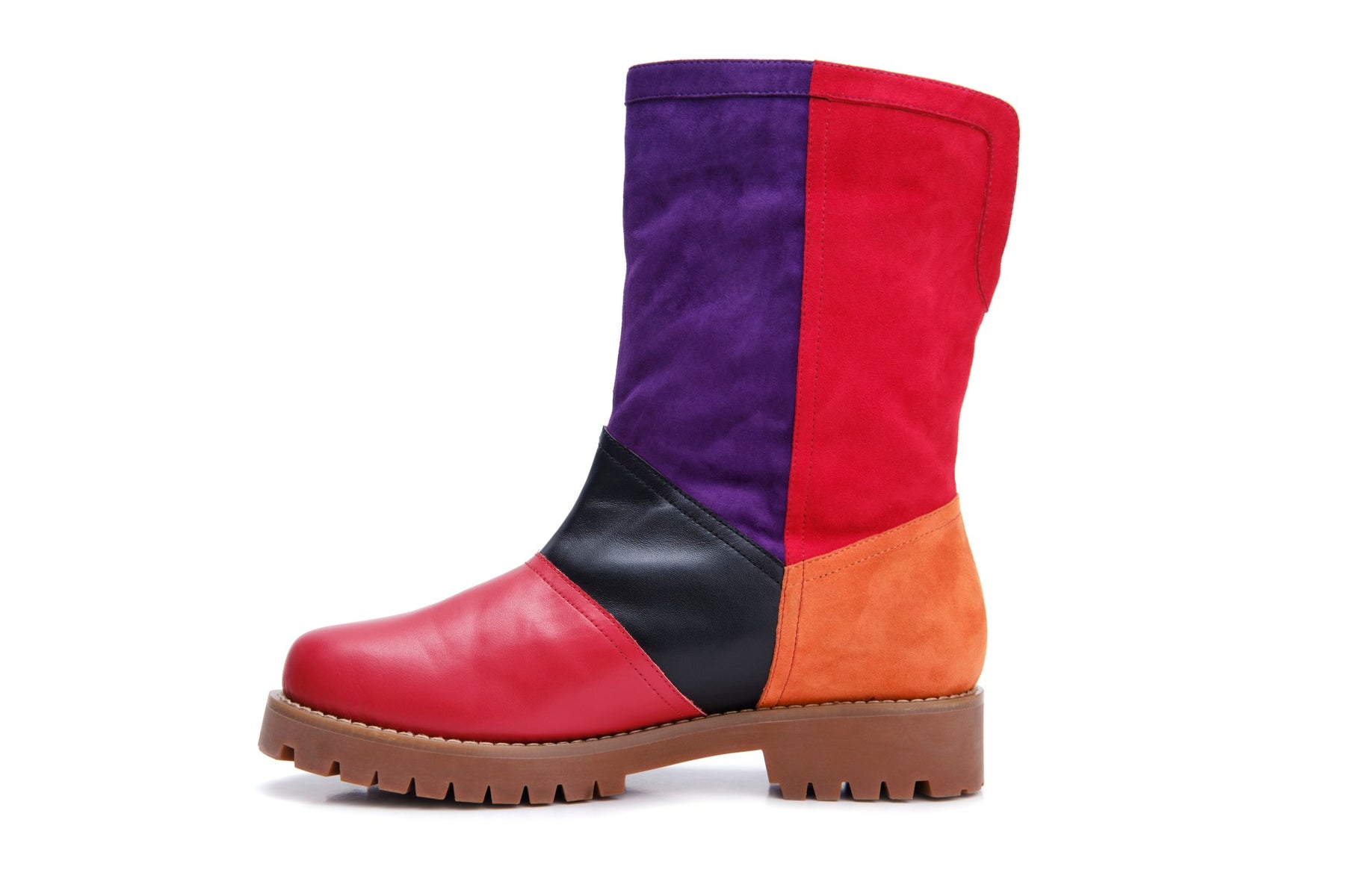 Shelly Bubble Purple and red suede leather boots