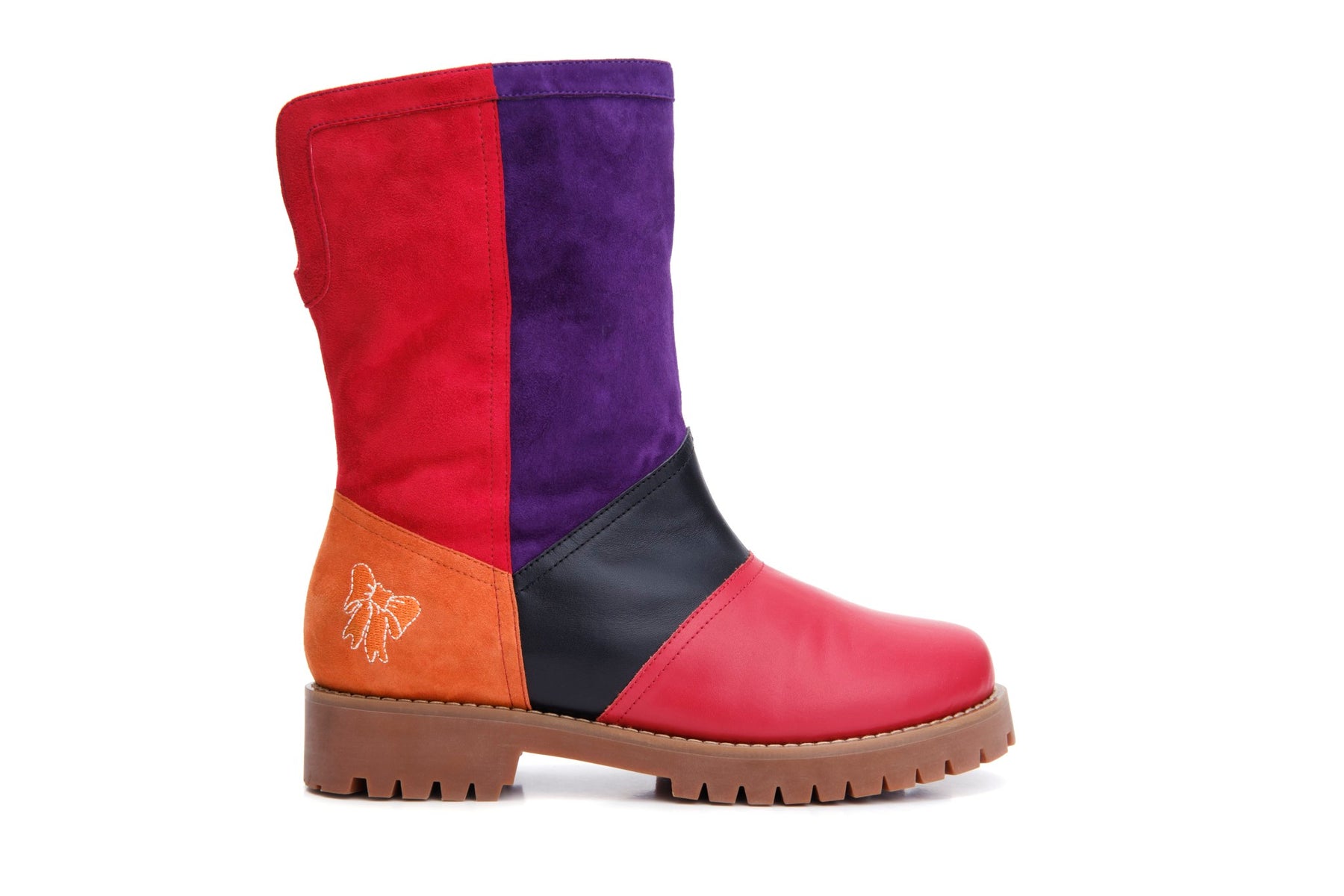 Shelly Bubble Purple and red suede leather boots